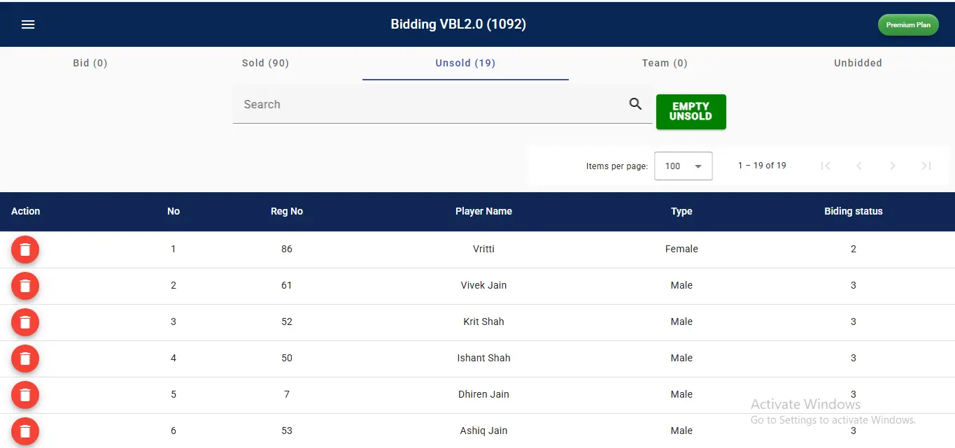 Available & Unsold List